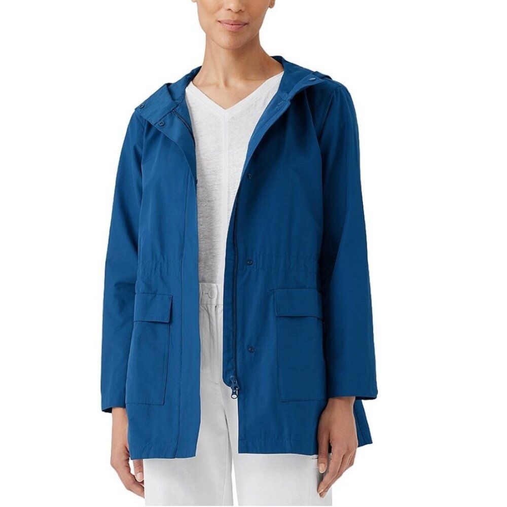 Eileen Fisher Women's Blue (Atlantis) Hooded Anorak Jacket Size Small
